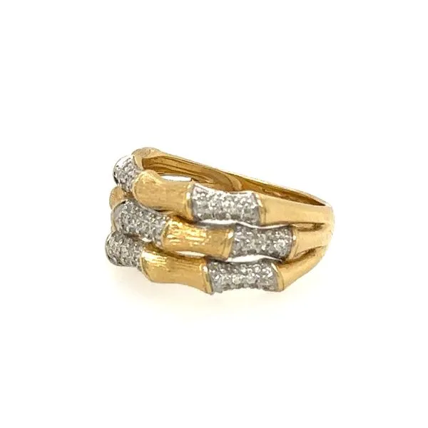14K Yellow Gold Bamboo Diamond Ring Image 2 Double Diamond Jewelry Olympic Valley, CA