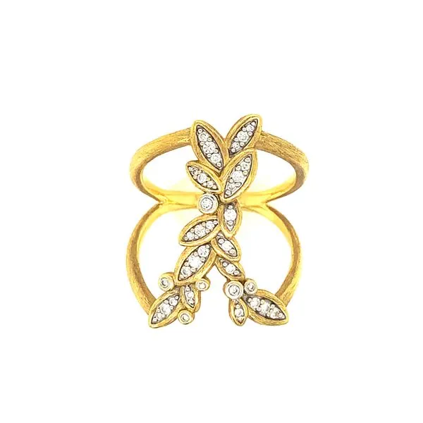 18 Karat Yellow Gold Diamond Leaf Ring Double Diamond Jewelry Olympic Valley, CA