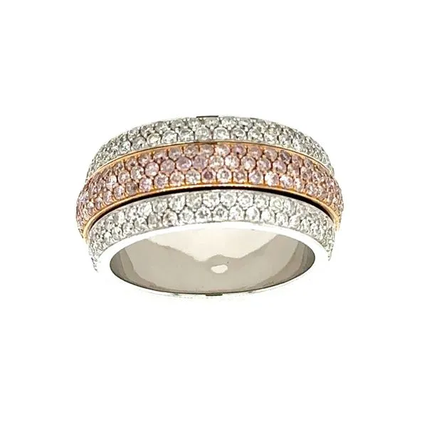 18K White Gold Diamond and Pink Diamond Spinner Ring Double Diamond Jewelry Olympic Valley, CA