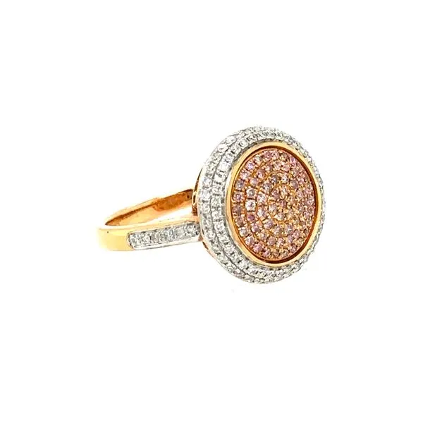 18K Rose Gold Pink Diamond and Diamond Disk Ring Image 2 Double Diamond Jewelry Olympic Valley, CA