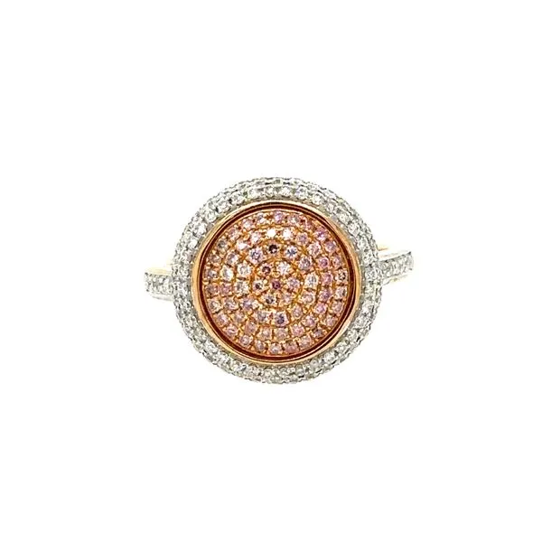 18K Rose Gold Pink Diamond and Diamond Disk Ring Double Diamond Jewelry Olympic Valley, CA
