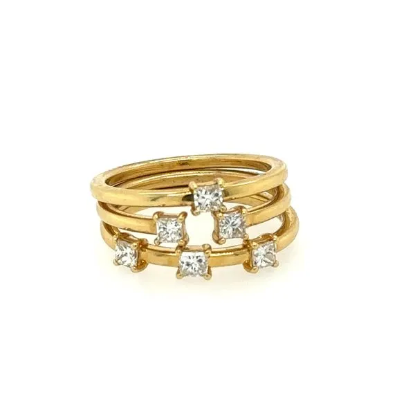 18K Yellow Gold Diamond 3 Ring Stack Double Diamond Jewelry Olympic Valley, CA