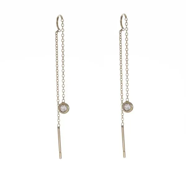 Rose Gold and Round White Diamond Threader Earrings Double Diamond Jewelry Olympic Valley, CA