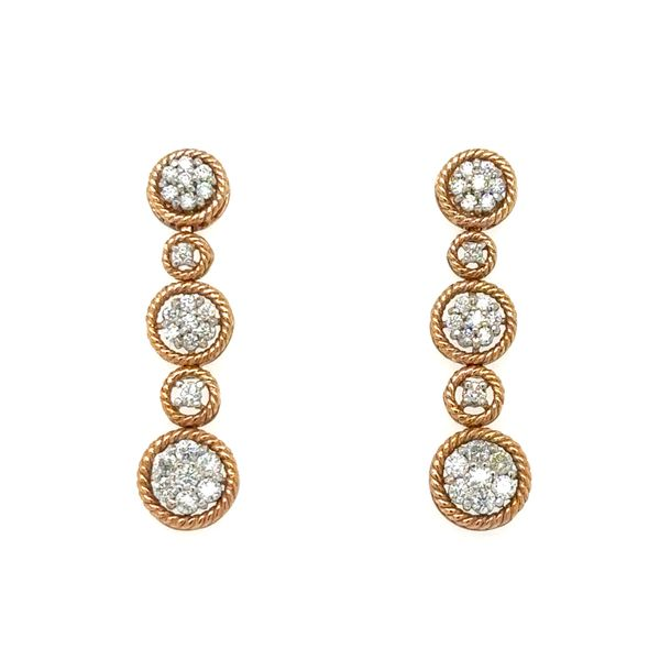 14K Rose Gold Diamond Dangle Earrings Double Diamond Jewelry Olympic Valley, CA