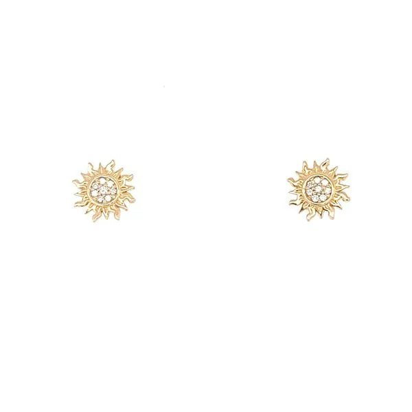 14K Yellow Gold Diamond Sun Earrings Double Diamond Jewelry Olympic Valley, CA