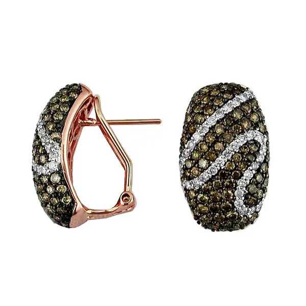 14K Rose Gold Mocha Diamonds and Diamond Earrings Double Diamond Jewelry Olympic Valley, CA