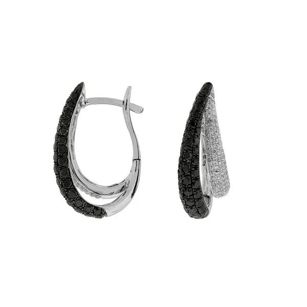14K White Gold Black Diamond and Diamond Earrings Double Diamond Jewelry Olympic Valley, CA