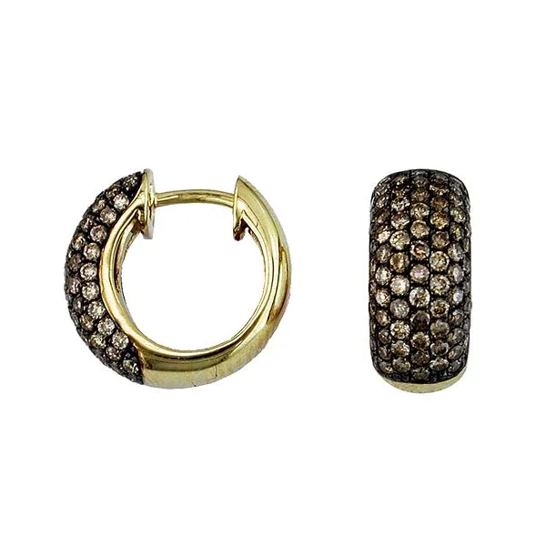 14K Yellow Gold Mocha Diamond Hoop Earrings Double Diamond Jewelry Olympic Valley, CA