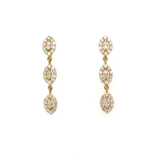 14K Yellow Gold Diamond Dangle Earrings Double Diamond Jewelry Olympic Valley, CA