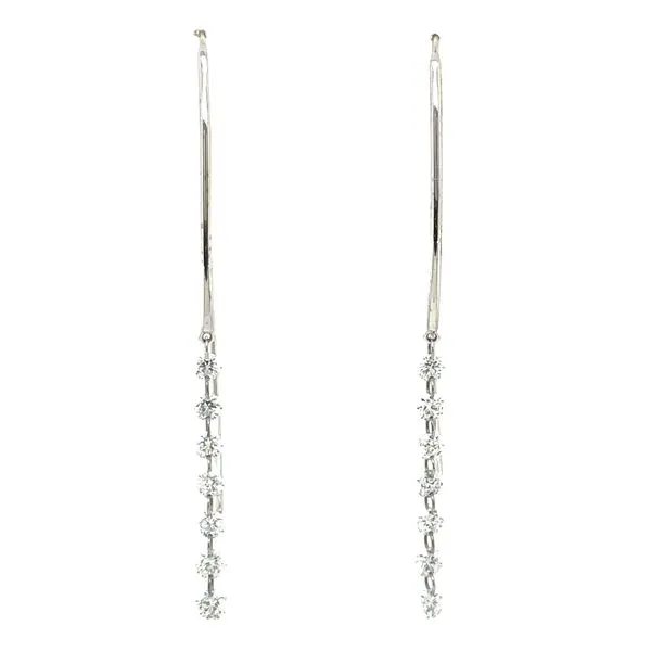 18K White Gold Diamond Icicle Drop Earrings Double Diamond Jewelry Olympic Valley, CA