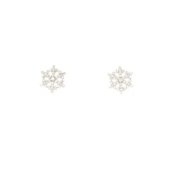14K White Gold Snowflake Diamond Earrings Double Diamond Jewelry Olympic Valley, CA