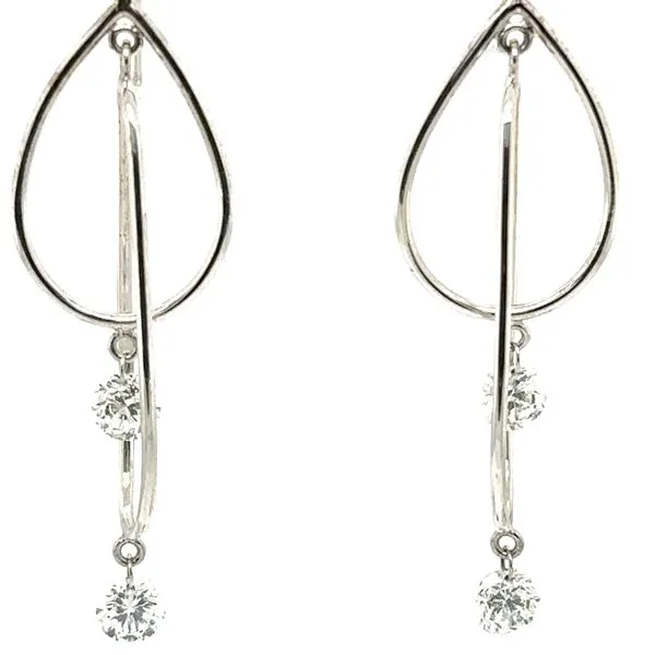 18K White Gold Diamond Icicle Dangle Earrings Image 2 Double Diamond Jewelry Olympic Valley, CA