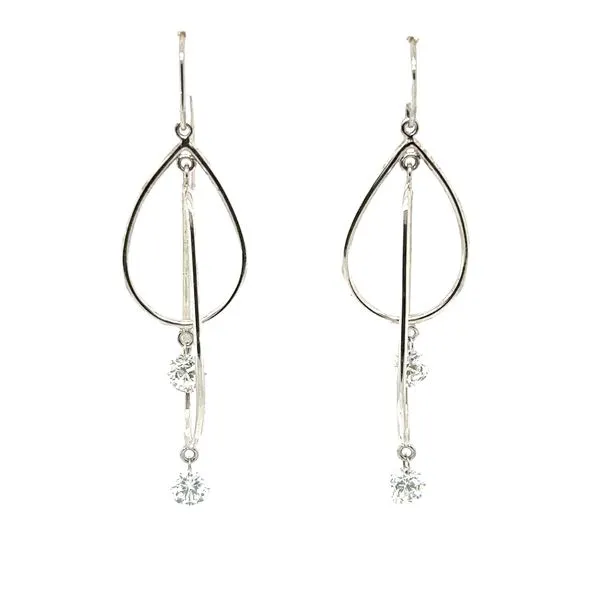 18K White Gold Diamond Icicle Dangle Earrings Double Diamond Jewelry Olympic Valley, CA