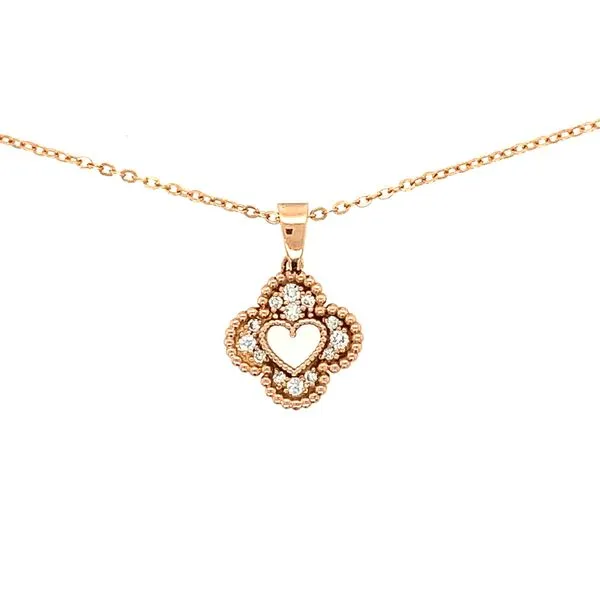 14K Rose Gold Diamond Heart Cutout Tahoe Good Luck Clover Pendant Double Diamond Jewelry Olympic Valley, CA