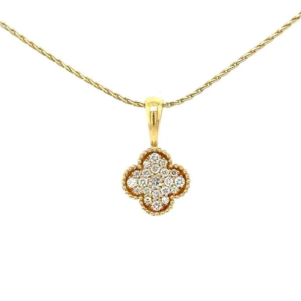 14K Yellow Gold Diamond Small Tahoe Good Luck Clover Pendant Double Diamond Jewelry Olympic Valley, CA