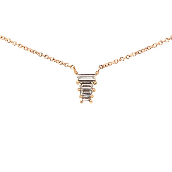 Rose Gold and 4 White Diamond Graduated Baguette Necklace Double Diamond Jewelry Olympic Valley, CA