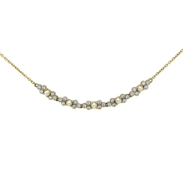 18K Yellow Gold Pearl and Diamond Necklace Double Diamond Jewelry Olympic Valley, CA