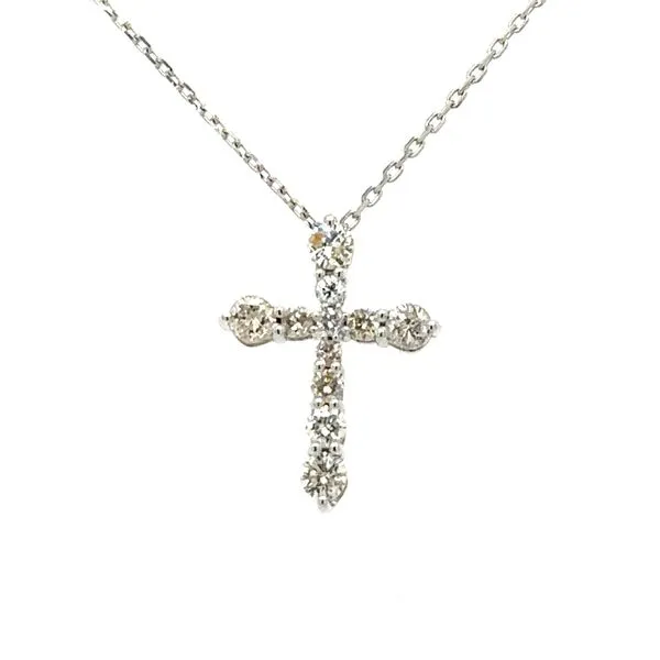 14K White Gold Diamond Cross Necklace Double Diamond Jewelry Olympic Valley, CA