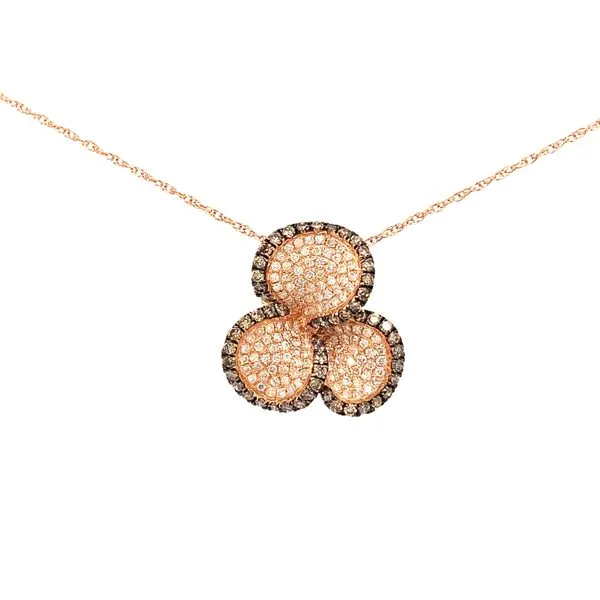 14K Rose Gold Mocha Diamond and Diamond Flower Pendant Double Diamond Jewelry Olympic Valley, CA