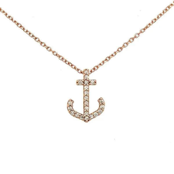 14K Rose Gold Diamond Anchor Necklace Double Diamond Jewelry Olympic Valley, CA