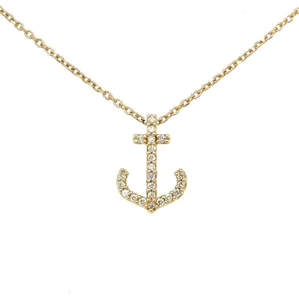 14K Yellow Gold Diamond Anchor Pendant Double Diamond Jewelry Olympic Valley, CA