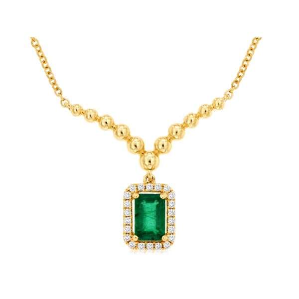 14K Yellow Gold Emerald and Diamond Necklace Double Diamond Jewelry Olympic Valley, CA