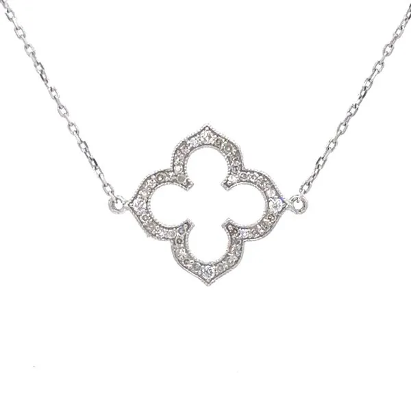 14K White Gold Diamond Tahoe Good Luck Clover Necklace Image 2 Double Diamond Jewelry Olympic Valley, CA