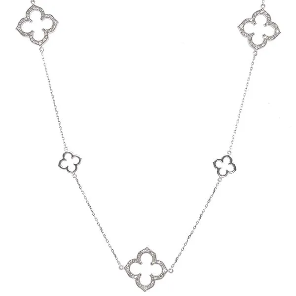 14K White Gold Diamond Tahoe Good Luck Clover Necklace Double Diamond Jewelry Olympic Valley, CA