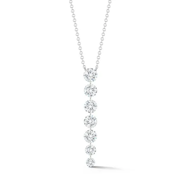 18K White Gold 7 Diamond Drop Icicle Necklace Double Diamond Jewelry Olympic Valley, CA