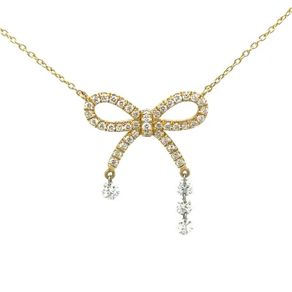 18K Yellow Gold Diamond Icicle Bow Necklace Double Diamond Jewelry Olympic Valley, CA