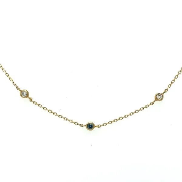 14K Yellow Gold Diamond and Tahoe Blue Diamond 