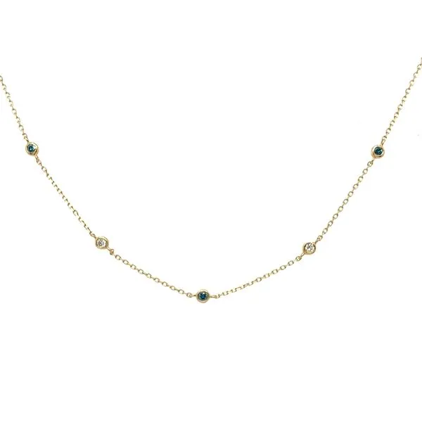 14K Yellow Gold Diamond and Tahoe Blue Diamond 