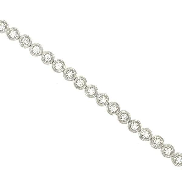 14K White Gold Bezel Set Diamond Line Bracelet Double Diamond Jewelry Olympic Valley, CA