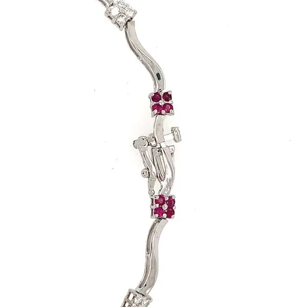 14K White Gold Diamond and Ruby Bracelet Image 2 Double Diamond Jewelry Olympic Valley, CA