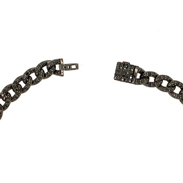 14K Black Rhodium Gold Black Diamond Link Chain Bracelet Image 2 Double Diamond Jewelry Olympic Valley, CA