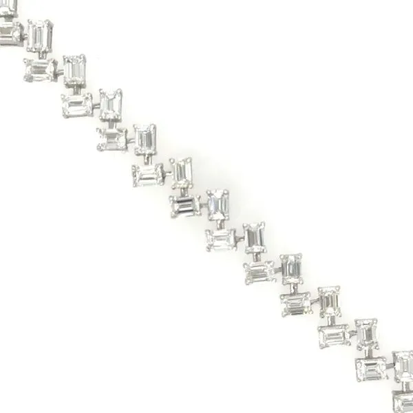 14K White Gold Emerald Cut Diamond Bracelet Image 2 Double Diamond Jewelry Olympic Valley, CA
