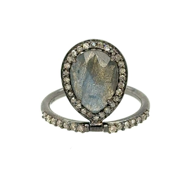 Sterling Silver Labradorite and Diamond Hinged Ring Double Diamond Jewelry Olympic Valley, CA