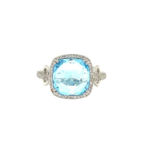 14K White Gold Blue Topaz and Diamond Ring Double Diamond Jewelry Olympic Valley, CA