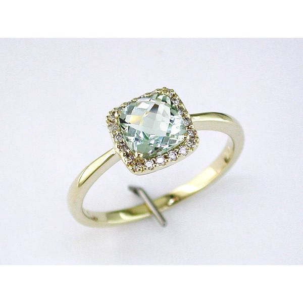 14K Yellow Gold Green Amethyst and Diamond Ring Double Diamond Jewelry Olympic Valley, CA