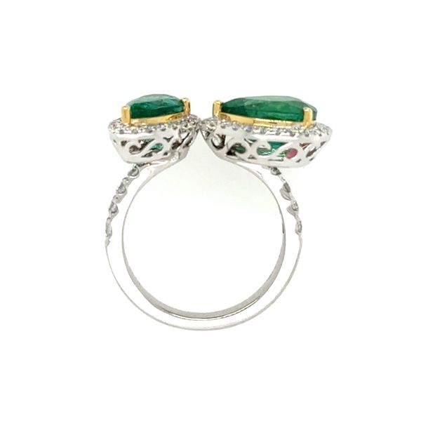 18K White Gold Emerald and Diamond Open Ring Image 2 Double Diamond Jewelry Olympic Valley, CA