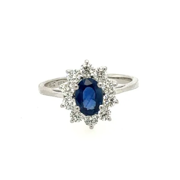 14K White Gold Sapphire and Diamond Flower Ring Double Diamond Jewelry Olympic Valley, CA