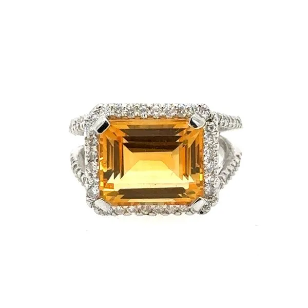 14K White Gold Citrine and Diamond Ring Double Diamond Jewelry Olympic Valley, CA