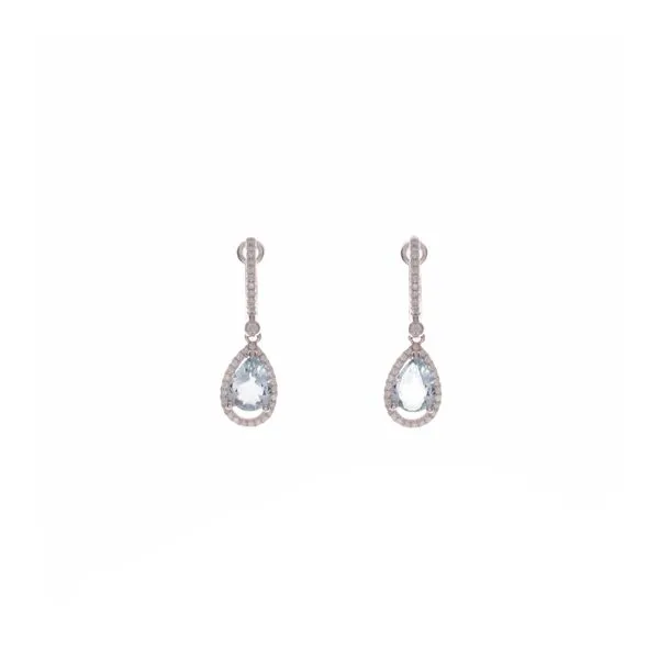 14 Karat White Gold Aquamarine Earrings Double Diamond Jewelry Olympic Valley, CA