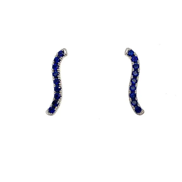 14K White Gold Sapphire Tahoe Fresh Tracks Earrings Double Diamond Jewelry Olympic Valley, CA