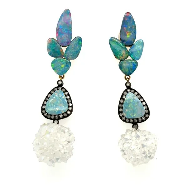 Sterling Silver Opal, Druzy, and Diamond 