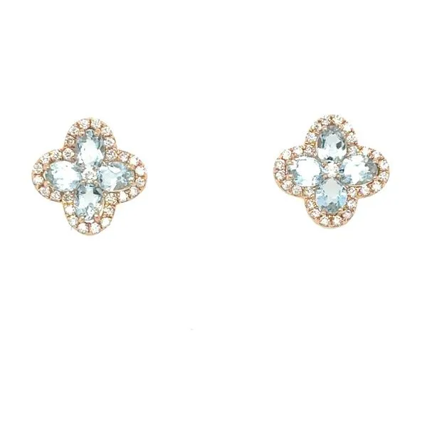 14K Rose Gold Aquamarine and Diamond 