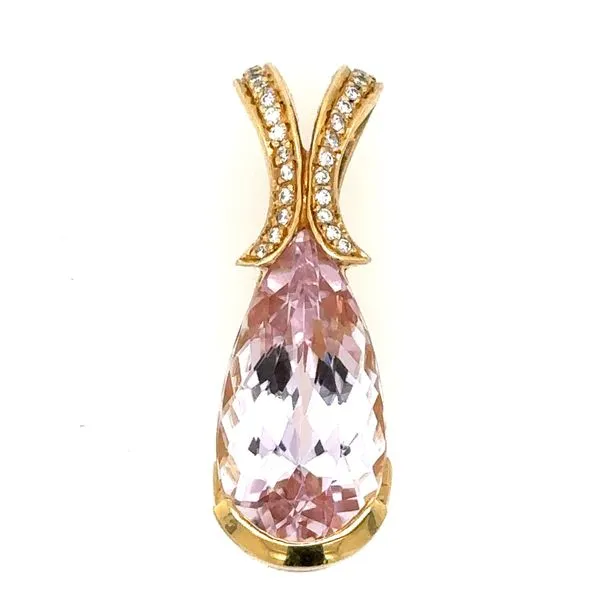 14K Yellow Gold Kunzite and Diamond Pendant Double Diamond Jewelry Olympic Valley, CA
