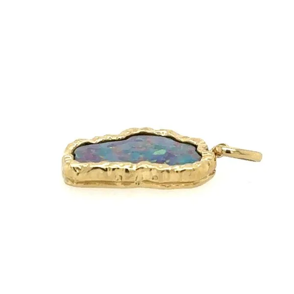 14K Yellow Gold Mountain Lake Tahoe Opal Pendant Image 2 Double Diamond Jewelry Olympic Valley, CA