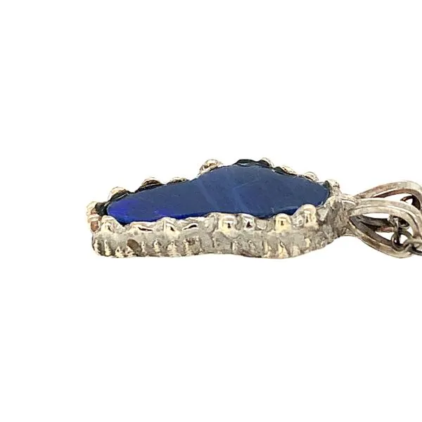 14K White Gold Mountain Range Boulder Opal Lake Tahoe Pendant Image 3 Double Diamond Jewelry Olympic Valley, CA