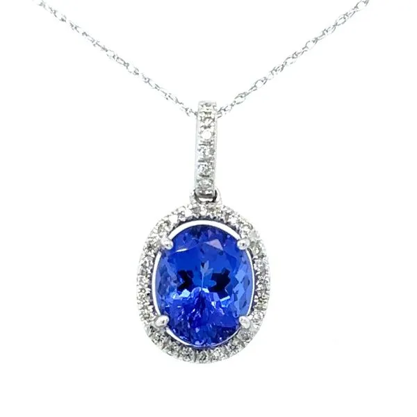 14K White Gold Tanzanite and Diamond Pendant Double Diamond Jewelry Olympic Valley, CA